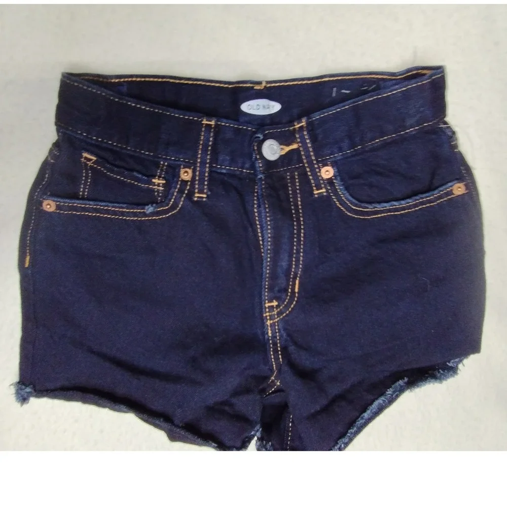 Old Navy Denim Shorts Dark Wash Frayed Hem Casual Girls Size‎ 10